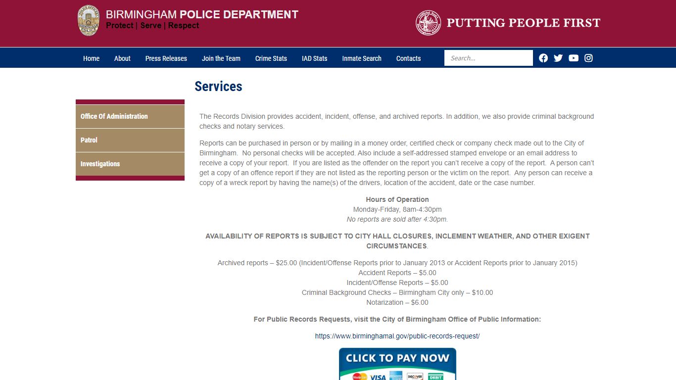 Services | Birmingham Police Department